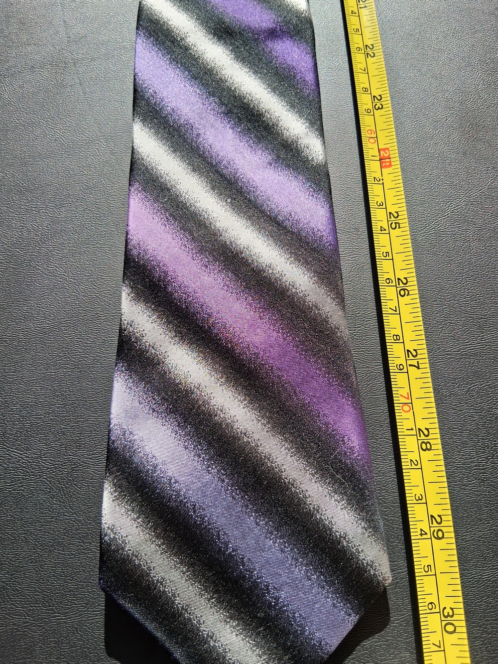 Murano Purple and Black Striped 100% Silk Men's Tie